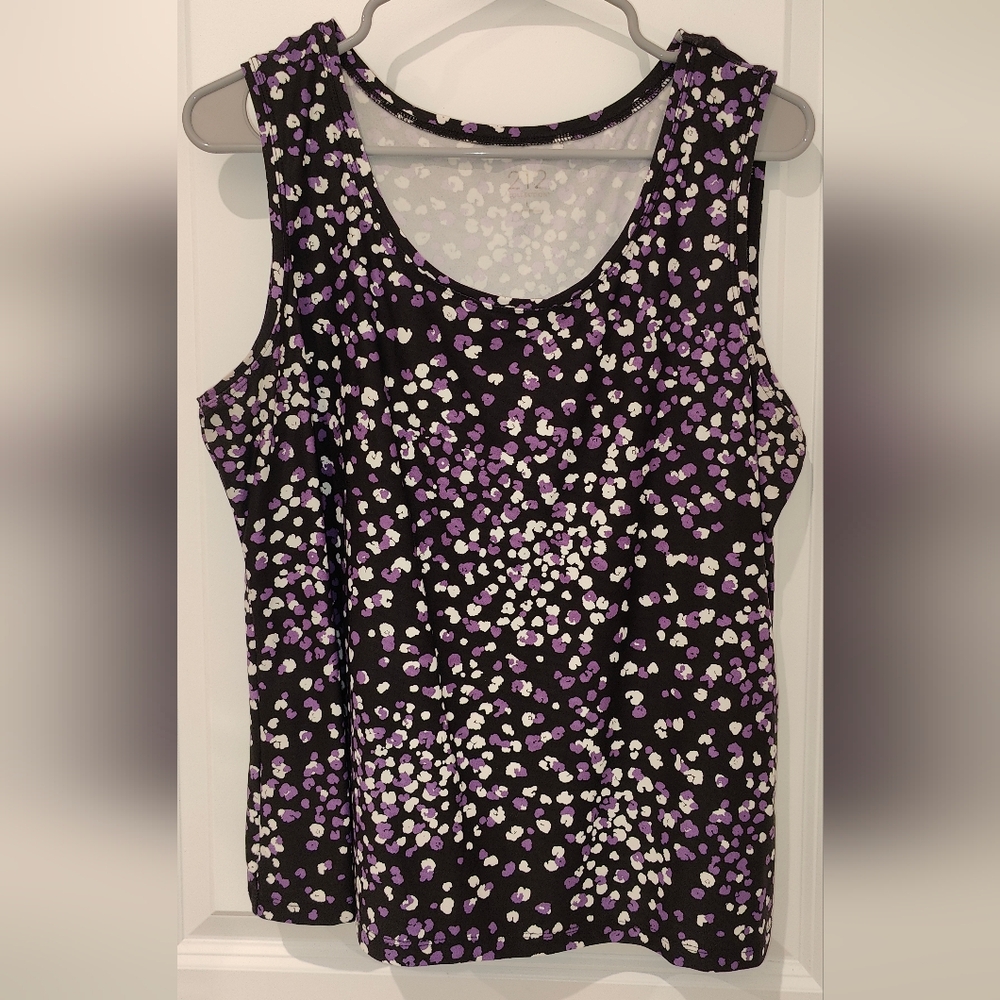212 Collection Black, Purple & White Tank Top L